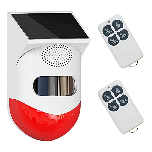 Chunhee Solar Motion Sensor Alarm Outdoor 120Db Sound Security Alarm Siren Strobe Light With 2 Remote Controller For Home,Farm,Barn,Villa,Yard #TOP8