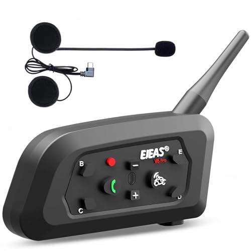 EJEAS V6 Pro+ Motorcycle Helmet Bluetooth 5.1 Intercom Headset, V6 Pro Upgraded Version, Equipped with Type-C Interface(1 Pack)
