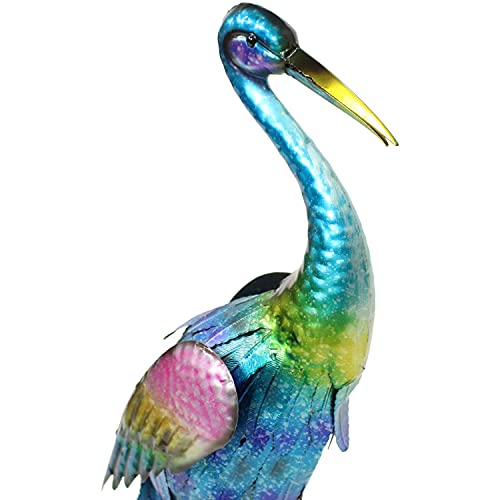 Sunnydaze 29-Inch Metal Crane Garden Statue - Includes 2 Garden Stakes - Powder-Coated Paint Finish #TOP4