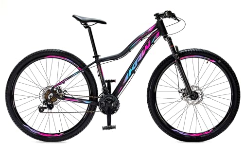 Bicicleta Aro 29 Krw Alumínio 24 Vel Freio a Disco Mecânico R1 (Preto/Pink e Azul, 15)