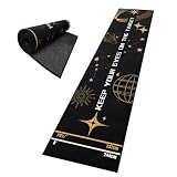 Relaxdays Dartteppich, mit Abwurfline, Dartmatte, schwarz-Gold