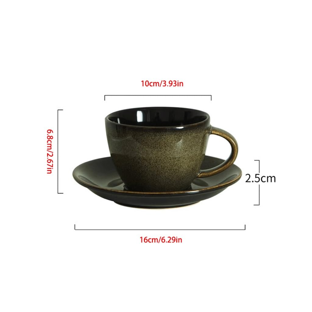 ENGENDER Tazas Cafe Taza De Café Y Platillo Retro For El Hogar Cerámica Creativa Mug Cups(E)