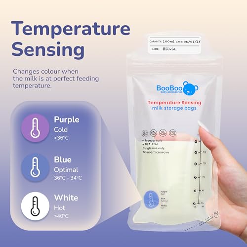 Booboo® X80 Breast Milk Storage Bags, Temp-Sensing Breastmilk Storing Bag, Self Standing, No-Leak Milk Freezer Suitable Storage Pouches For Breast Milk Storage - 4