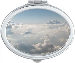 Grey Sky White Clouds Art Deco Gift Fashion Mirror Portable Fold Hand Makeup Double Side Glasses