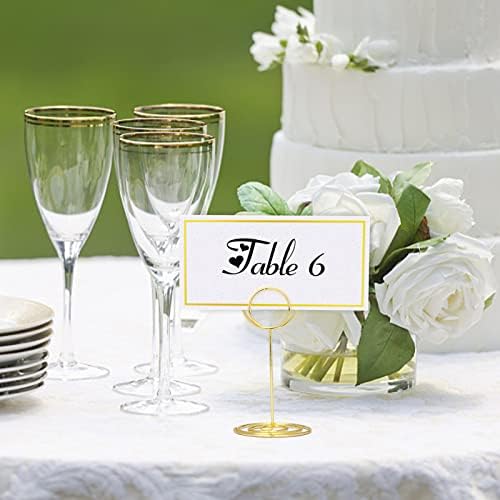 20 Pack Place Card Holders Set - 10 Pcs Swirl Table Number Holders and 10 Pcs Place Cards with Gold Foil Border, Memo Holder Clips Photo Picture Holders for Centerpieces, Weddings, Party, Birthday