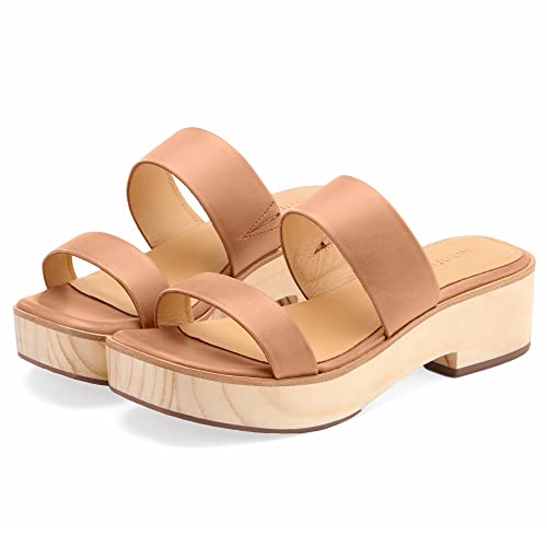 Nisolo Ellie All-Day Clog - High Heeled Platforms, Fashionable Leather Clogs With Open Toe & Non-Slip Wooden Rubber Soles, Stylish Women's Mules & Clogs For Any Occasion Almond #TOP23