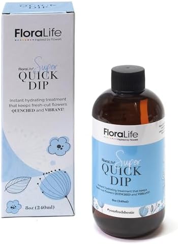 FloraLife Quick Dip Solution for Boosting Fresh-Cut Flowers Hydration, 8oz