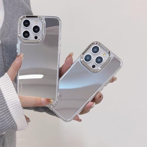 Housse miroir iPhone 15 Pro argent reflets métalliques antichoc