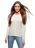 oodji Collection Donna Cardigan Lavorato a Maglia con Chiusura a Bottoni, Avorio, IT 48 / EU 44 / XL