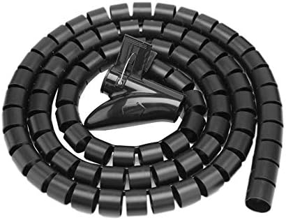5M Spiral Wrap Cable Tube Cutable Flexible Cable Tidy Tube Cord Protector Cable Organizer for TV PC Wire Manage and Organize (10mm, Black)