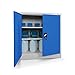 Kleiner Aktenschrank C001B Büroschrank mit Flügeltüren Metallschrank Lagerschrank Pulverbeschichtet Stahlblech Abschließbar 92,5 cm x 90 cm x 40 cm (H x B x T) (grau/blau)