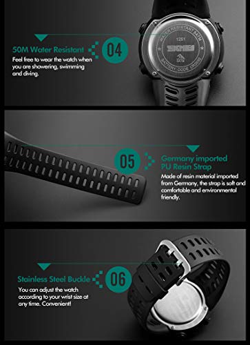 Mens Digital Led Sports Watch Military Multifunction Alarm Countdown Back Light With Simple Design 164Ft 50M Water Resistant Calendar Month Date Day Watch (Green) #TOP5