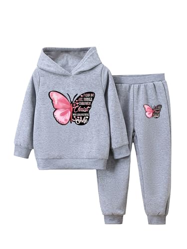 easyforever Kids Girl Sweatsuits Hoodie Sweat Suit Tracksuit Hooded Sweatshirt And Sweatpant Jogger Piece Suit Set