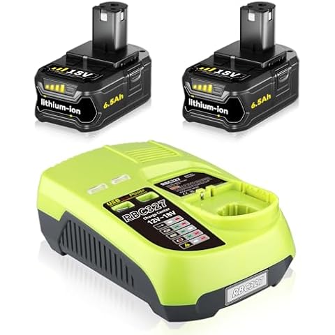 VANON Upgrade to 18V 6.5Ah P108 Battery + P117 Fast Charger Dual Chemistry IntelliPort Replacement for Ryobi 18Volt Battery and Charger Lithium ion Batería Combo Pack Cover