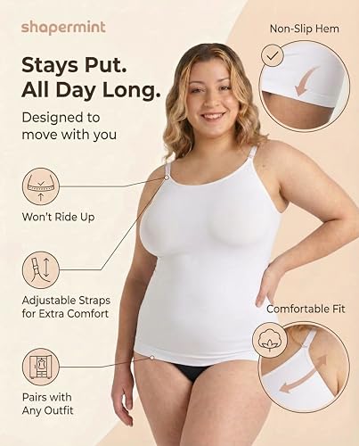 SHAPERMINT Womens Tops - Scoop Neck Cami Body Shaper for Women, Shapewear Tummy Control, Camisole Tank Tops for Women