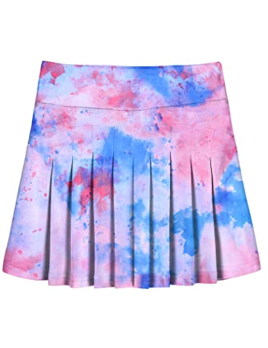 Hopeac Girls' Golf Clothing Tie Dye Print Skirt Tennis Apparel Travel Performance Lightweight High Waist Cute Skort With Shorts #TOP27