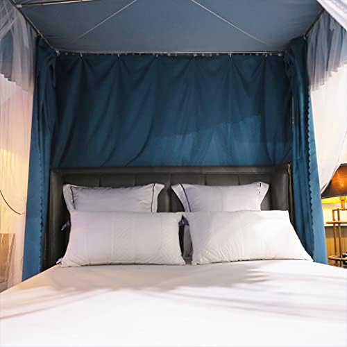 Fabric Bed Drapes Mesh Protection Canopy Shielding Netting, King Size Queen Twin Size Mosquito Net Canopy，Princess Canopy Bed Curtain for Girls – Solid Color Post Bed Canopy Decoration for K