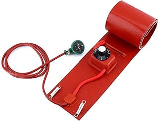 Silicone Heater, 200L/55 Gallon Drum Heater, 110V 1000W Silicon Metal Oil Drum Heater Barrel Band Heater Pail Heater with Adjustable Thermostat Heavy-Duty Pail Heater Bucket Heater US Plug, Red