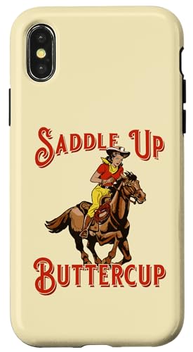 Carcasa para iPhone X/XS Saddle Up Buttercup Vintage Cowboy Cowgirl Southern Western