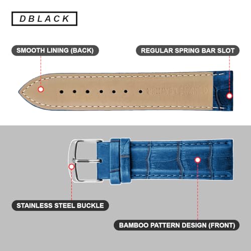 Image of DBLACK ''HIKRO'' Leather Watch Strap, Bamboo Design Full Padded Watch Belt / / For 18mm, 20mm, 22mm, 24mm, or 26mm Watch Band (Choose Your Size & Color)