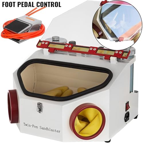 Professional Sandblaster Kit with LED View Window, Includes 2 Pens & 2 Tanks for Efficient Surface Treatment and Material Preparation