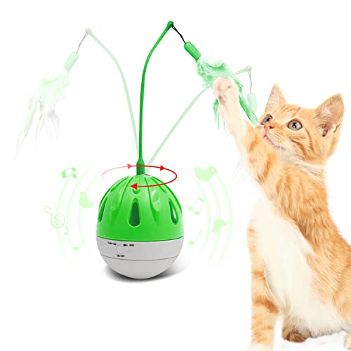 Wingpet Cat Interactive Toy Feather Toys, Funny Swing Ball With Feather, Cat Toy With Sound, 1 Rocker And 1 Ball Kitten Pet Toy For Indoor (Green) #TOP1