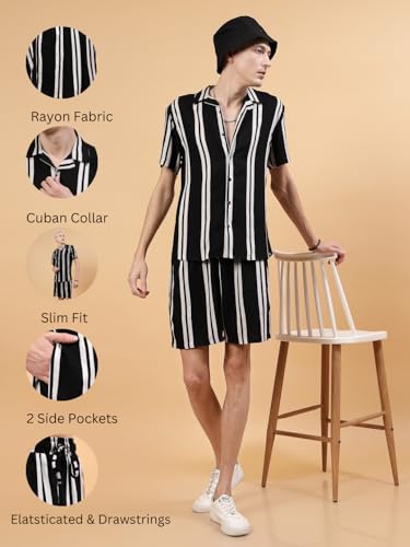 Image of Rigo Printed Co-Ord Set for Men's | Casual Shirt & Shorts Night Suit Set | Lounge-wear Nightdress Pajama Set for Men's | Night Wear, Beach Wear, Vacation Wear Outfit