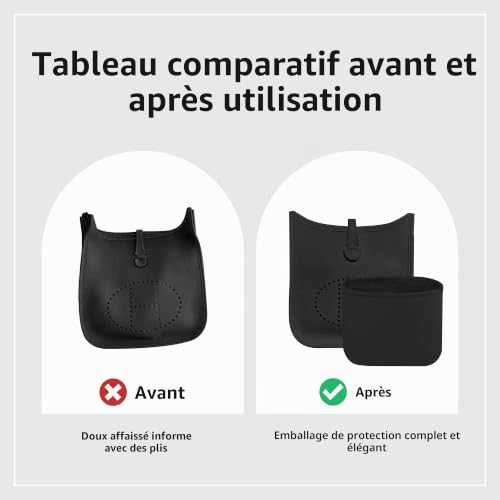 DGAZ Organisateur de Sac en Soie pour Hermès Evelyne (PM, Noir) – vue 4
