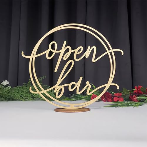 Wooden Open Bar Table Sign