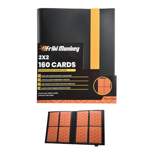 Ya en mundofriki.es: Álbum 160 cartas coleccionables – 4 Bolsillos por página– Álbum 2x2 huecos por página, PP sin PVC, cierre banda elástica – Binder resistente para cartas TCG Friki Monkey