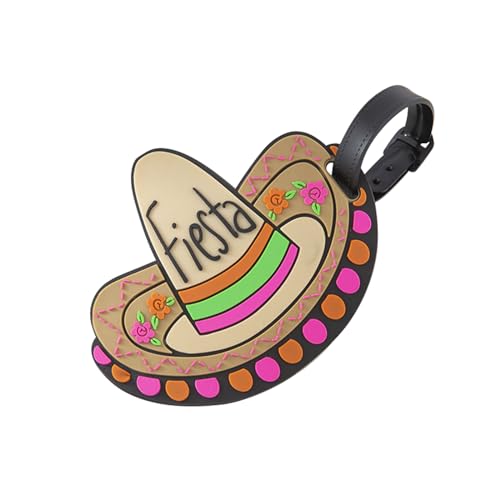 QFSH Cute Silicone Luggage Tag for Women Men Funny Summer Vacation Theme Travel Bag Tags Identifier Suitcase Label Personalized Luggage Tags (Hat)