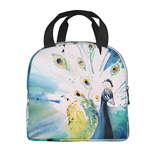 Debou Cute Peacock Insulated Lunch Bag Cooler Tote Reusable Leakproof Lunch Box Easy Clean For Work Office Picnic Beach Or Travel #TOP2
