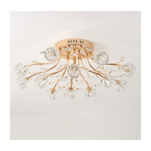 Lustres en cristal de style moderne et plafonnier suspendu doré pour grand salon