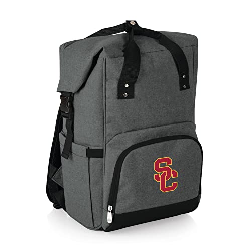 Picnic TIME NCAA USC Trojans OTG Roll-Top Cooler Backpack, Hiking Backpack Cooler, Soft Cooler Bag, (Heathered Gray) by PICNIC TIME - Image 6