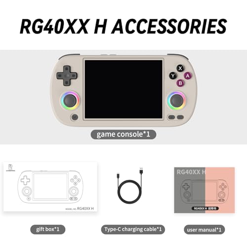 RG40XX H Handheld Game Console - 4.0 Inch IPS Screen 3200mAh Portable Video Consoles with 64G TF Card Built in 5000+ Games, Support HDMI and TV Output(Grey) - Image 8