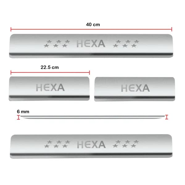 Image of Door Sill /Foot Step Stainless Steel Plates with Tata Hexa (Set of 4 Pcs)