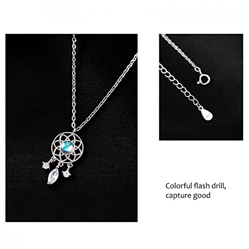 Women Dream Catcher Feather Necklace,Ulemeili Dreamcatcher Adjustable Silver Plated Charm Jewelry,Good Luck Crystal Rhinestone Pendant,Christmas Valentine's Day Gift For Bridal Wedding Girls #TOP4
