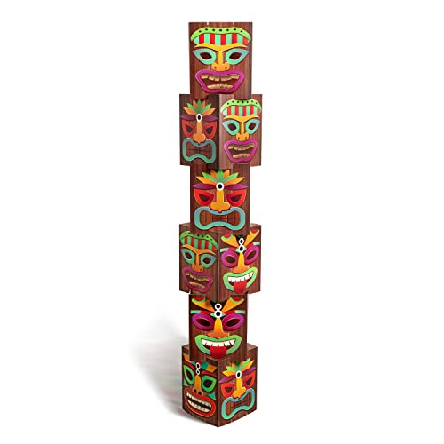 W1cwey 1 Große Tiki Säule - 6 Stück Tiki Säule Karton Dekor, 175cm Höhe Dreidimensionale Tropische Hawaiianische Luau Geburtstagsfeier Dekoration, Tiki Totem Dekoration für Aloha Draußen Drinnen Cover