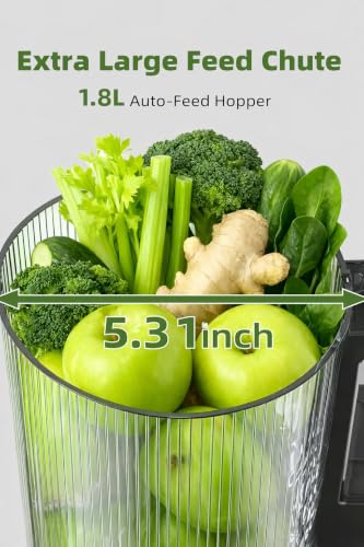 Miniatura 2 de Acoqoos Extractor De Zumos Y Verduras Con Tubo De Alimentación Ancho De 132 Mm Y Capacidad De 1,75 L, Licuadora Prensado En Frio Para Frutas Y Verduras Enteras, Negro