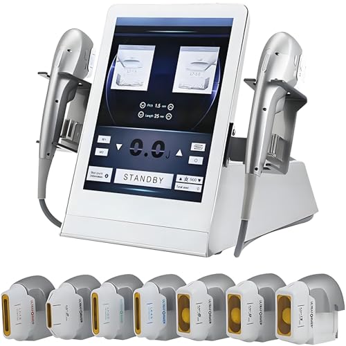 YANDDEA Máquina Profesional 7 en 1 HIFU para reafirmar la Piel y Adelgazar el Cuerpo con Alta Intensidad focalizada, Lifting Facial 7D HIFU, Ajuste de Profundidad de 1,5 a 13 mm para Rostro y Cuerpo
