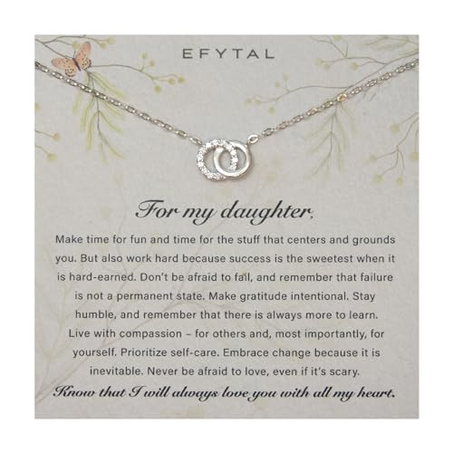 EFYTAL Mother Daughter Necklace, 925 Sterling Silver Mom Daughter Gifts, Mom Necklace for Women, Mother of the Bride Gifts, Standard, Metal, Cubic Zirconia