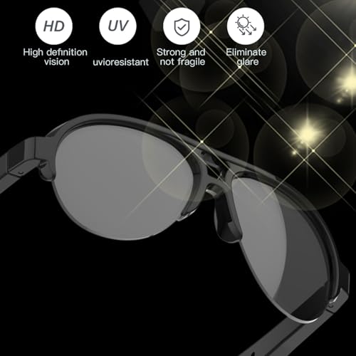 Inteligentne Okulary dla Mężczyzn Kobiety, Tłumacz Bluetooth AI z Tłumaczeniem w Czasie Rzeczywistym Obsługuje 144 Języki, Szklanki Kontroli Głosu z Mikrofonem i Głośnikiem