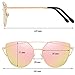 Cat Eye Mirrored Flat Lenses Metal Frame Women Sunglasses, with Anti-allergy Silicone Nose Pads (Gold Pink)