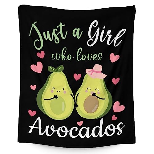 Blanket for Girls - 50"x60" Cute Avocado Throw Gifts - Black Soft Fuzzy Blankets for Bed, Couch & Living Room