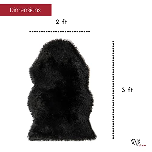 Silky Soft Faux Fur Rug, 2 Ft. X 3 Ft. Black Fluffy Rug, Sheepskin Area Rug, Shaggy Rug For Living Room, Bedroom, Kid's Room, Or Nursery, Home Décor Accent, Machine Washable With Non-Slip Backing #TOP1