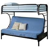 Coaster Home Furnishings Montgomery Contemporary Metal Twin Over Full Futon Bunk Bed Frame with Ladder and Guardrails Fully Slatted Mattress Ready Foundation Black 2253K