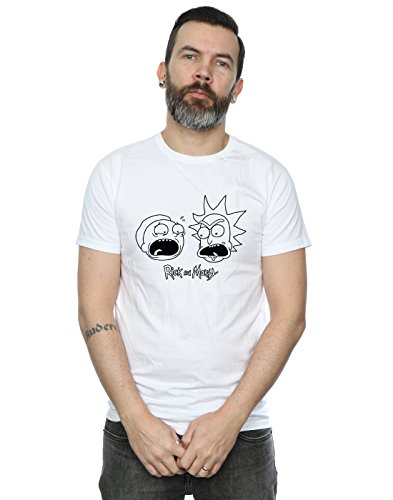 Rick and Morty Men's Heads Mono T-Shirt White X-Large