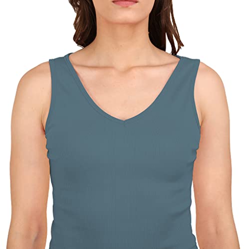 Image of A1599 Women's Basic Sexy Stretchy V Neck Sleeveless Ribbed Crop Top for Women