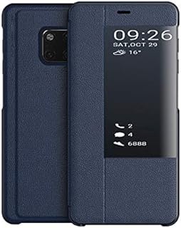 KANSI compatible for Huawei Mate 20 Pro Case, Smart View Flip PU Leather Case Cover + Screen protector - Navy