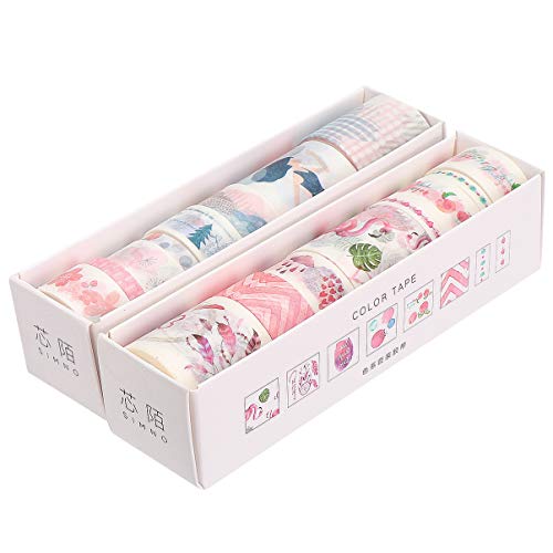 TOYANDONA Conjunto de 16 rolos de fitas adesivas adesivas decorativas Washi Tape skinny, fitas adesi